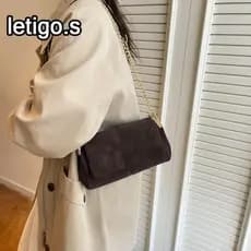 [LETIGO] Bolsa De Ombro , Crossbody De Couro Camurça De Grande Capacidade Quadrada Com Corrente Feminina