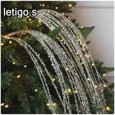 [LETIGO] Bastões De Galhos De Natal , Decoração De Plantas Artificiais Com Design De Borla De Cor Branca , Estilo Orelha