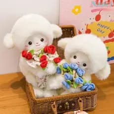 Boneca De Ovelha De Pelúcia NANCI , Anime Macio Abraçando Cordeiro , Linda Buquê De Rosas Pequenas Aniversário