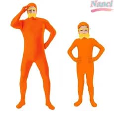 NANCI Macacão Completo Invisível , Fantasia De Halloween Laranja Elastano Amarelo E Sobrancelha