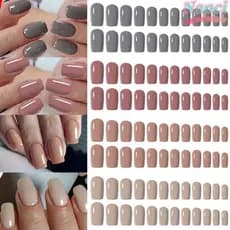NANCI 96pcs Unhas Postiças , Longo Quadrado E Bailarina Fosco Falso Nials , Pontas De Cor Pura Destacáveis Francesas