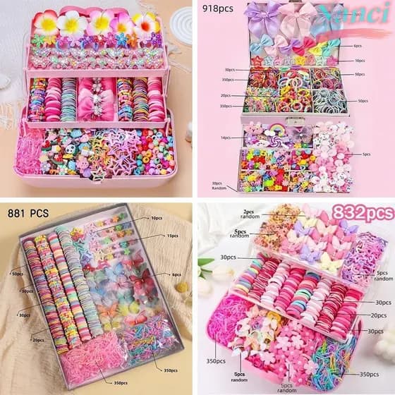 Conjunto De Acessórios De Cabelo NANCI , Faixas Coloridas Elásticas Altas Para Meninas , Grampos Sem Danos