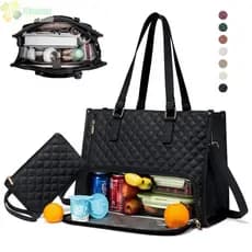 Sacola De Almoço HNANC Para Mulheres , Bolsa Laptop 2 Em 1 De Grande Capacidade E 15.6 Polegadas Computador Com Comparti
