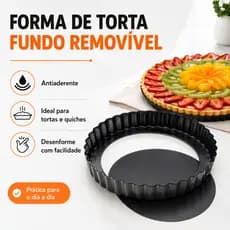 Forma De Torta Com Fundo Removível Antiaderente Redonda Tortas Quiches Teflon