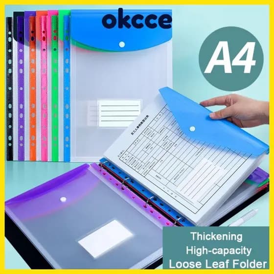 OKCCE 6 Pastas De Pasta , Bolso PP , Envelopes A4 , Bolsos Perfurados De Grande Capacidade , Arquivos Escolares