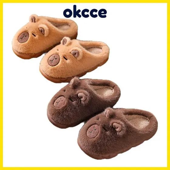 OKCCE Chinelos Infantis , Sapatos Quentes De Algodão Capivara Macios E Antiderrapantes Para Casa , Inverno