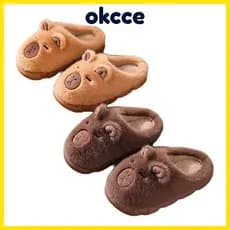 OKCCE Chinelos Infantis , Sapatos Quentes De Algodão Capivara Macios E Antiderrapantes Para Casa , Inverno