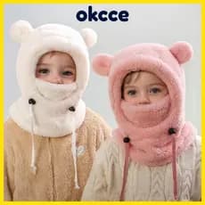 Conjunto De Cachecol Infantil OKCCE , Balaclavas À Prova De Vento Frio , Gorros Quentes Integrados De Lã Polar