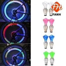 FANHUI 2 Pcs Luzes De Tampa De Válvula De Pneu , Luz De Roda De Bicicleta LED Policromo Em Forma De Pedra Preciosa , À P