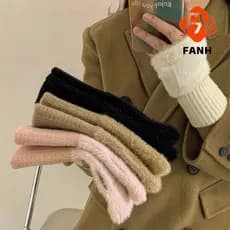 Luvas De Meio Dedo FANHUI , Lã De Vison De Malha De Pelúcia Macia Outono Inverno