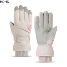 Luvas De Pelúcia Femininas HDHD , Esqui Quentes De Inverno Com Tela Sensível Ao Toque , Luva Térmica Espessada À Prova D