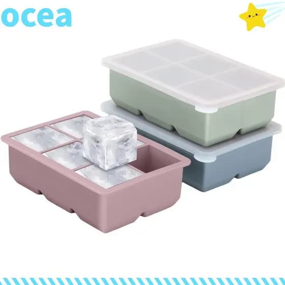 Bandeja De Cubos De Gelo OCEA , Molde De Silicone Quadrado Gigante De Grade Independente , Com Tampa , Fabricante Não Tó