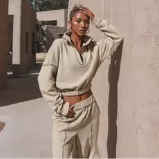 2026ins novo conjunto de duas peças de moletom casual esportivo feminino de moda europeia e americana para outono e inve