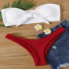 Biquíni europeu e americano, modelo novo 2026, biquíni de praia feminino com amarração e blocos de cor, roupa de banho d
