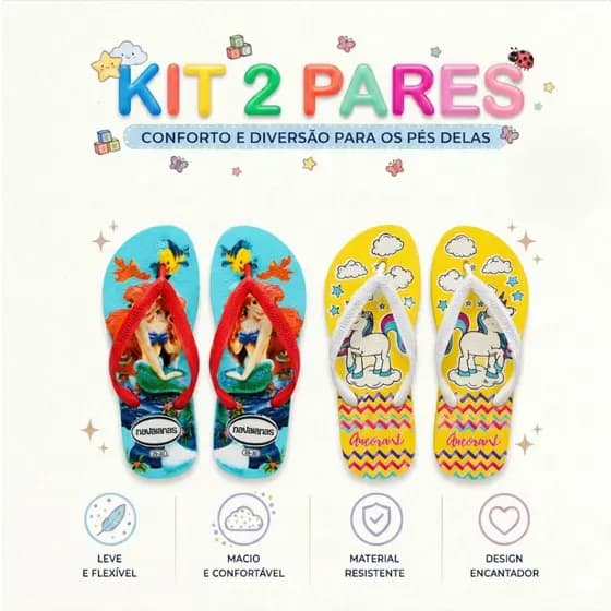 Kit 2 Pares chinelo infantil  Sortido Personagens Leves Macio Lançamentos Pares Mais Vendido Shopee Confortável Econômic