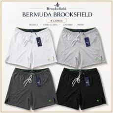 Shorts Masculino Brooksfield Luxo Premium Bordado Neon Praia Academia Bermuda Leve Respirável com Bolsos
