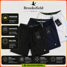 Shorts Masculino Brooksfield Premium Praia Academia Bermuda Leve Respirável com Bolsos