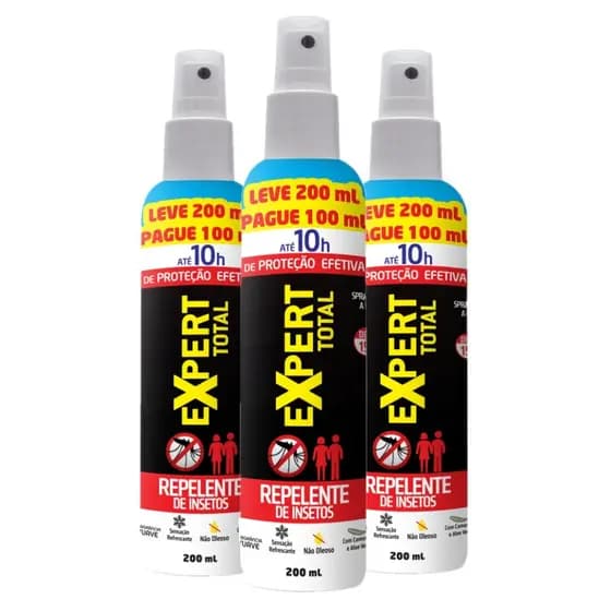 Kit 3 Repelentes De Insetos DEET Spray Expert Total 10h 200ml