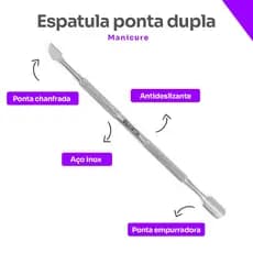 Espátula Ponta Dupla Empurrador Aço Inox Profissional Antideslizante Manicure Dilcintia
