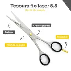 Tesoura Fio Laser Profissional para Cabelos 5.5" Aço Inox Japonês Dilcintia