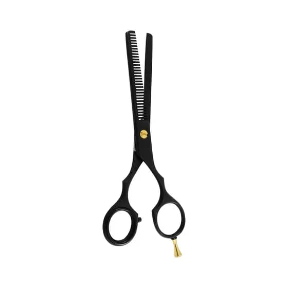 Tesoura Desbaste Para Cabelos, Corte FIo Navalha 6.0" Aço Inox Japonês na Cor Preta