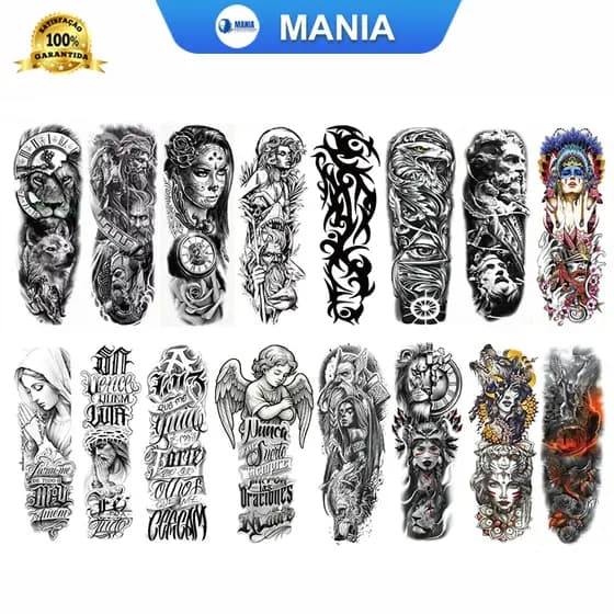Tatuagem Temporária Tattoo Fake a Prova D'água Unisex Realistas 3D Festa Social Verão Praia MANIA