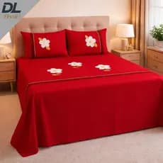 Jogo de Lençol Casal Box Bordado 3 Peças Oxford  Floral Com 2 Fronhas Colcha Casal Sem Babado