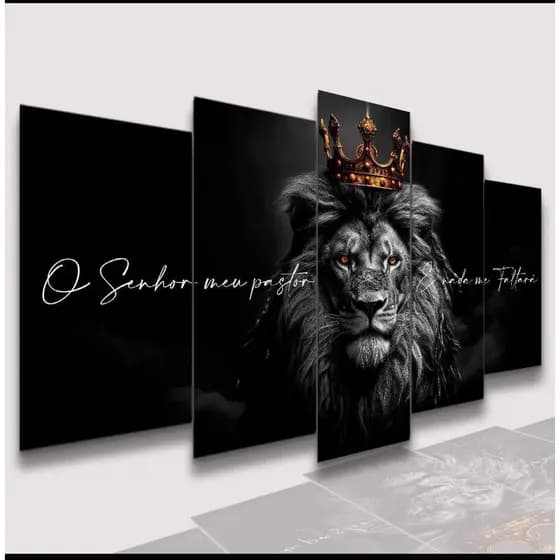 Conjunto Quadro Decorativo Mosaico Jesus Cristo Leão de Juda e o Cordeiro Kit de Quadros Decorativos Conjunto Kit de Quadros Decorativos