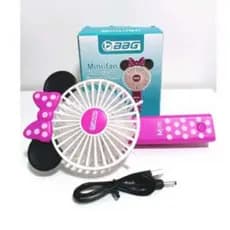 Ventilador Portátil Mini De Mão Mesa Recarregavel Usb Led com Cabo