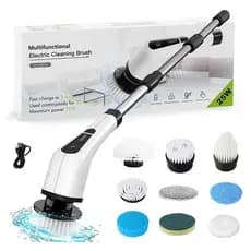 Escova de Limpeza Elétrica Recarregável 25W com Extensor e 9 Acessórios – Multifunção para Banheiro, Cozinha e Mais!