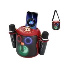 caixa de som 15w karaoke com dois microfones