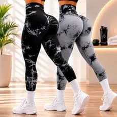 Kit 2 Calças Legging Tie Dye Academia Feminina Esportiva Fitness Levanta Bumbum Zero Transparência