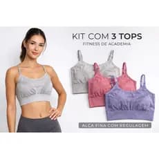 Kit 3 Tops Academia Premium de Microfibra com Alça Ajustável Dia a Dia