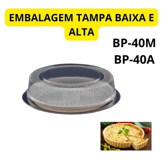 embalagem plástica descartável para bolo redondo tampa baixa e alta 700gr BP-40 pudim tortas