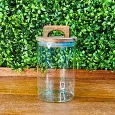 Pote de Vidro Wolff 1000ml 1L com Tampa de Madeira Organizador Hermético Porta Condimentos Cozinha Grãos Sucrilhos Sementes Arroz Feijão Mesa Posta Bancada Cozinha Armário