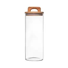 Pote de Vidro Wolff 1700ML 1,7L com Tampa de Madeira Organizador Hermético Porta Condimentos Cozinha Grãos Sucrilhos Sementes Arroz Feijão Mesa Posta Bancada Cozinha Armário Grande Macarrão