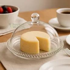 Queijeira Wolff Porta Queijo com Tampa Transparente de Cristal Pearl Bolinhas Requintada Luxo Grande em Vidro