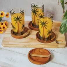 Jogo 6 Copos 360ml para Suco Água Refrigerante de Cristal Wolff Palm Tree Coqueiro Requintado Luxo Palmeira