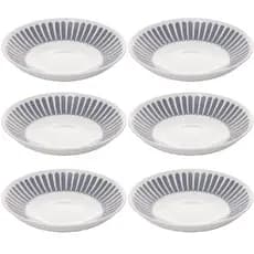 Kit 6 Pratos Fundos Wolff Mediterrâneo Almoço Jantar Sopa Caldo Azul Branco Listrado Grego Requintado Praia Piscina