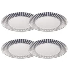 Kit 4 Pratos Raso Wolff Mediterrâneo Almoço Janta Mesa Posta Grande Azul Branco Listrado Grego Requintado Praia Piscina