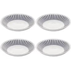 Kit 4 Pratos Fundos Wolff Mediterrâneo Almoço Jantar Sopa Caldo Azul Branco Listrado Grego Requintado Praia Piscina