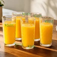 Jogo 6 Copos em Vidro Petit 360ml Água Suco Refrigerante Drink Luxo Requintado Detalhado Drink Mesa posta Alto