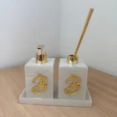 Kit lavabo SABONETEIRA + DIFUSOR + BANDEJA personalizado clinica estudio beleza