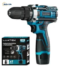 Parafusadeira Furadeira de Impacto 12V Sem Fio 2 Velocidades Kit Profissional Maleta Luatek LWJ-273