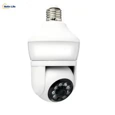 Câmera Lâmpada Ip Wifi Full Hd Visão Noturna Microfone Áudio Cor Branco