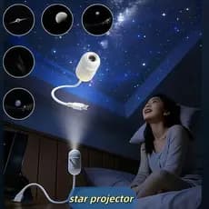 2 em1 Mini Luminária Projetor de Galáxia LED Luz Noturna Portátil para Quarto e Decoração de Carro