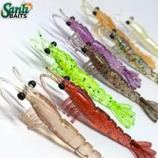 Kit 10 Iscas Camarão Artificial 6,5cm Semi Articuladas – Ideal para Pesca Esportiva