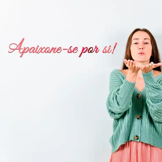 Frase Letras "Apaixone-se por si!" Espelho Acrílico Palavra Decoração Sala Casa Salão Vitrine Loja