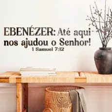 Frase Decorativa Ebenézer Até Aqui Nos Ajudou o Senhor Acrílico Espelhado Quadro Religioso Parede