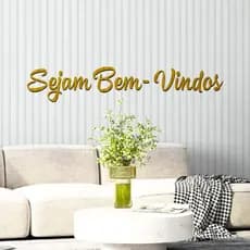 Frase Decorativa Elegante "Sejam Bem Vindos" Acrílico Espelhado Area Interna e Externa Casa Loja